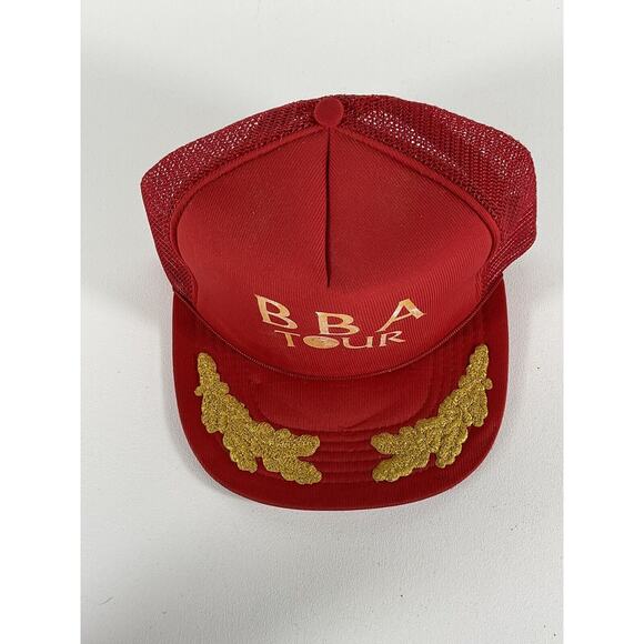 Vintage BBA TOUR Red And Gold Mesh Snapback Trucker Hat Cap Bowling 1970s - Picture 3 of 8